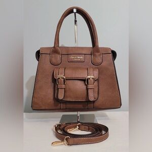 Darcy Marks London Satchel Crossbody Bag Brown Vegan Leather